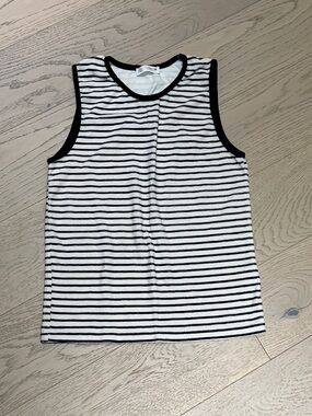 KIDS Zara Black & White Striped Sleeveless Tank Top